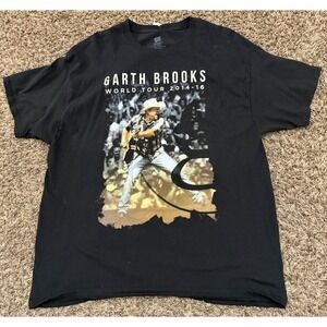 Garth Brooks Black Hanes World Tour 2014-2016 Shirt  2 Sided Country Mens Sz XL